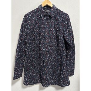 The J. Peterman Company Women Floral Corduroy Button Shirt Top Comfy Winter M